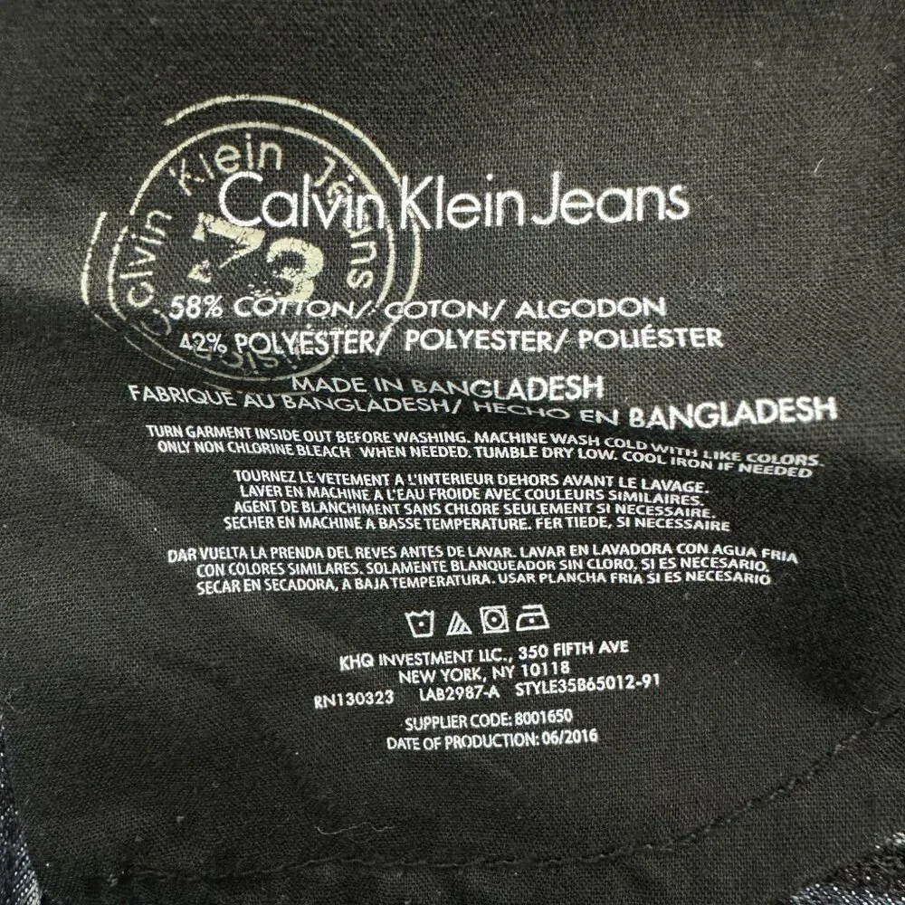 Calvin Klein Slim‎ Straight Boy's size 12 Dark Wash Blue Denim Jeans